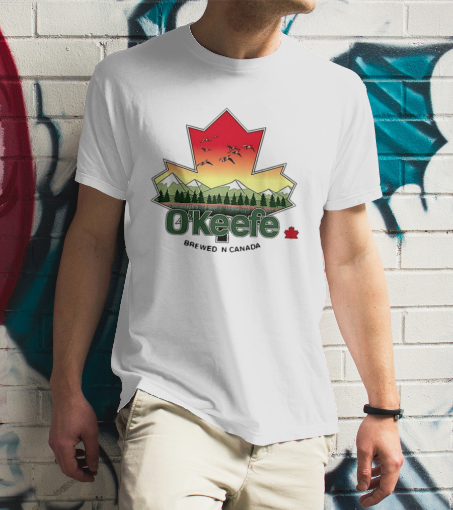 O'Keefe Brewed In Canada Maple Leaf Mountains And Geese T-Shirt