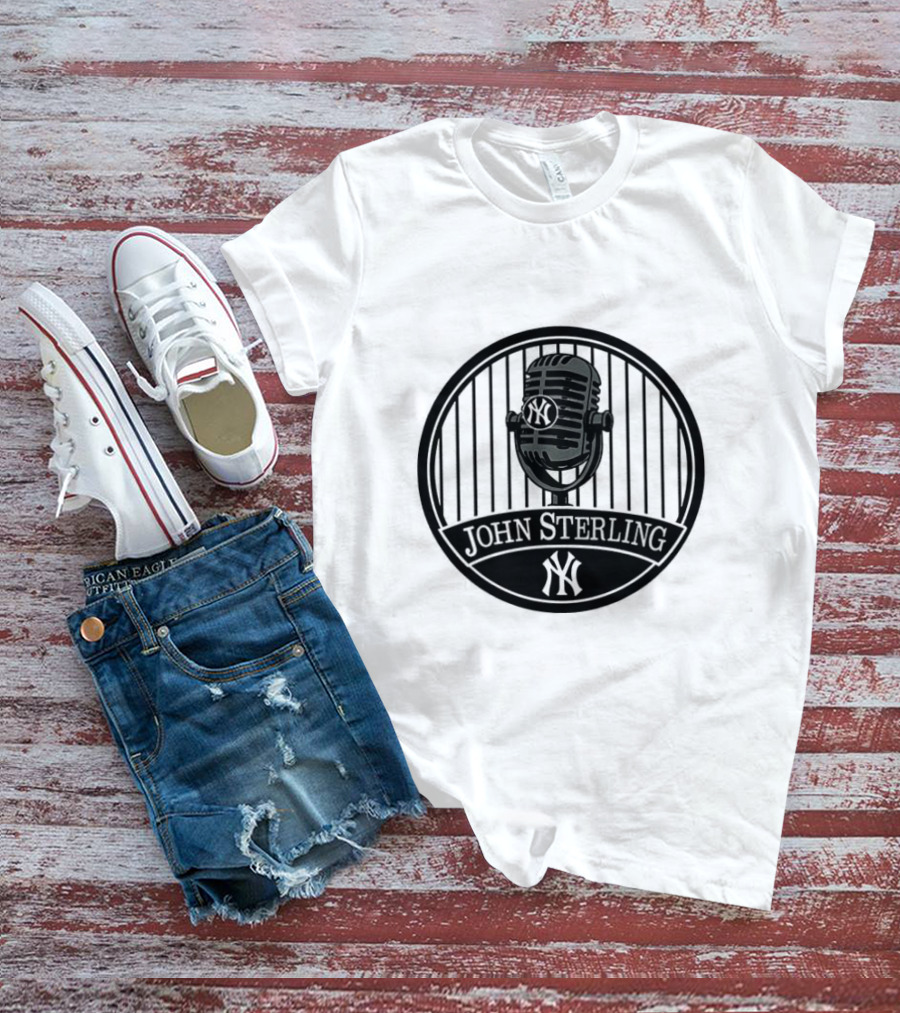New York Yankees John Sterling Commemorative Patch With Microphone T-Shirt