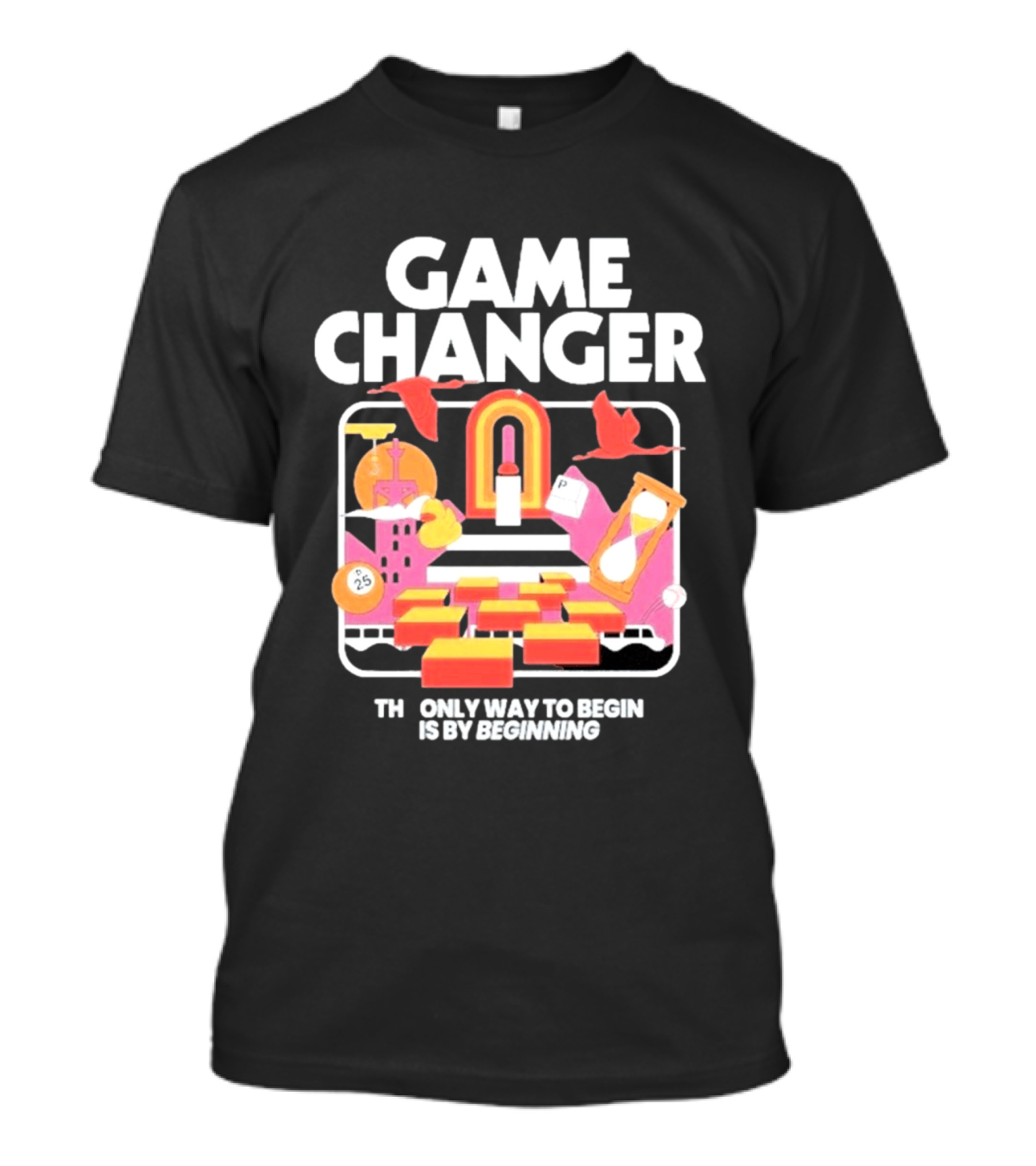 Game Changer The Only Way To Begin Is By Beginning Retro Icons And Symbols Collection T-Shirt