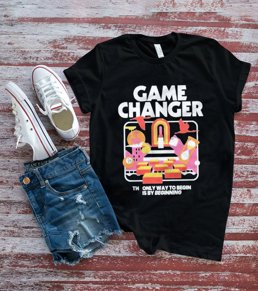 Game Changer The Only Way To Begin Is By Beginning Retro Icons And Symbols Collection T-Shirt