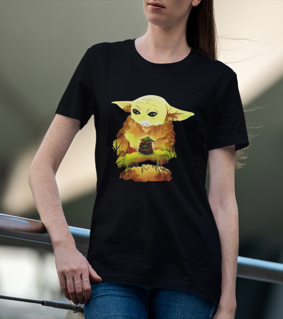 Grogu Meditates In Serene Forest Scene T-Shirt