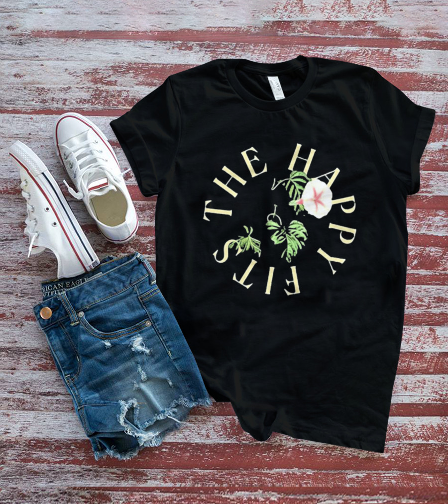 The Happy Fits Morning Glory Band Name Floral Motif T-Shirt