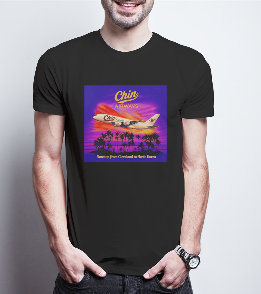 Chin Airways Nonstop Flight From Cleveland To North Korea Exotic Travel Adventure T-Shirt
