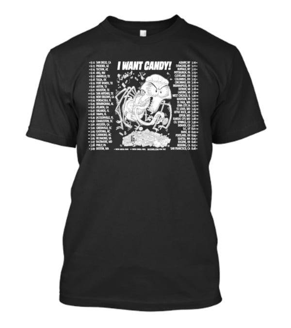 Monster I Want Candy Tour 2010 Concert Cities And Dates With Skeleton Monster T-Shirt