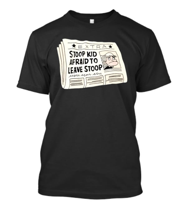Stoop Kid Afraid To Leave Stoop Newspaper Extra Cartoon Headline T-Shirt