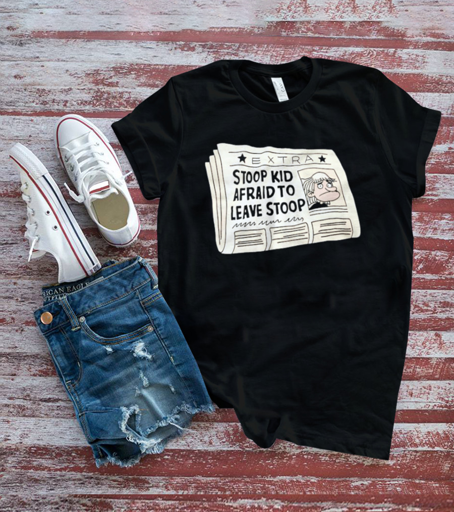 Stoop Kid Afraid To Leave Stoop Newspaper Extra Cartoon Headline T-Shirt