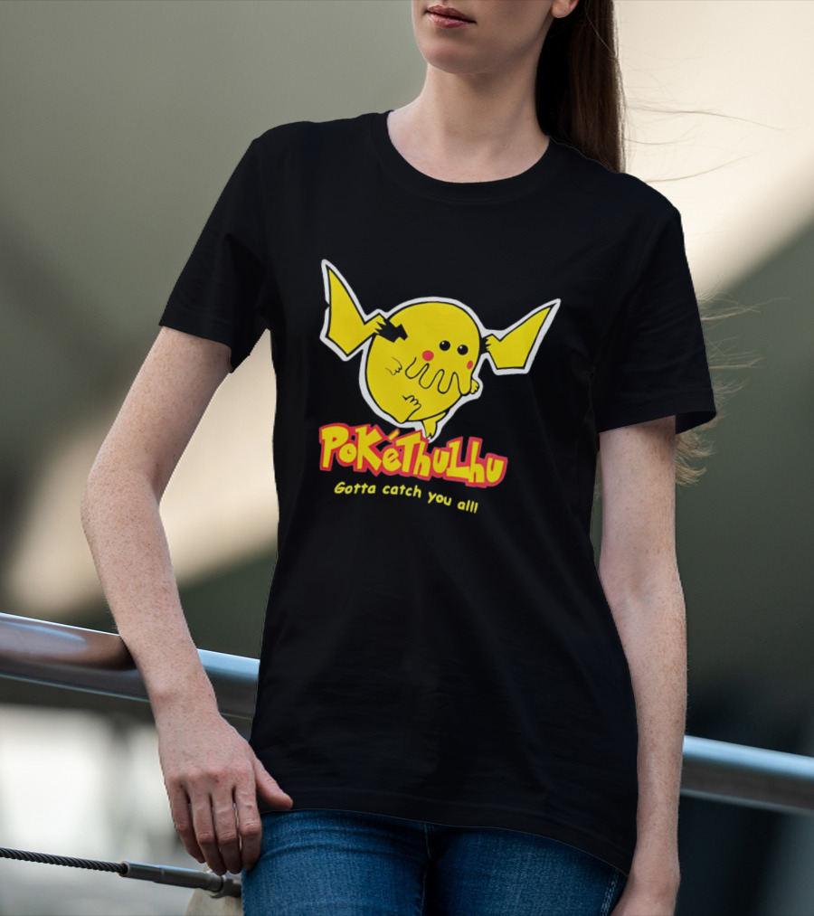 Pokethulhu Gotta Catch You All Yellow Hybrid T-Shirt