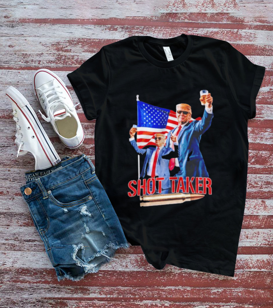 Shot Taker USA President American Flag Beer T-Shirt