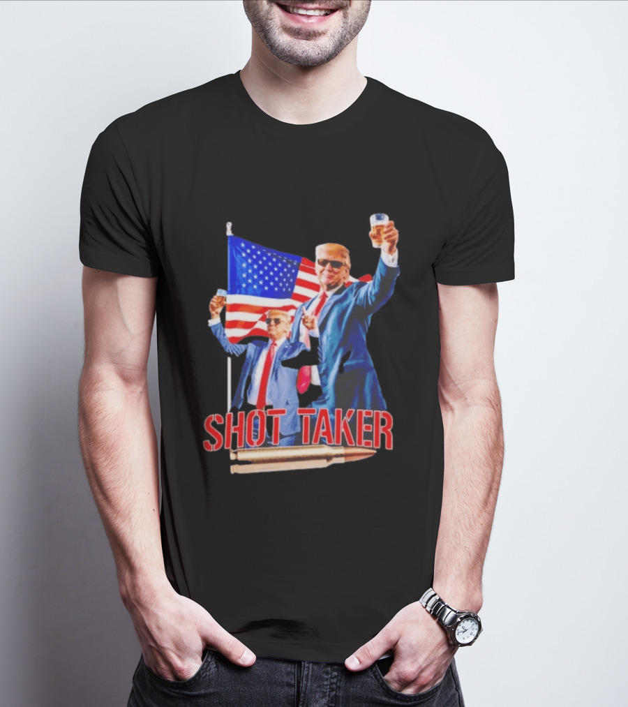 Shot Taker USA President American Flag Beer T-Shirt