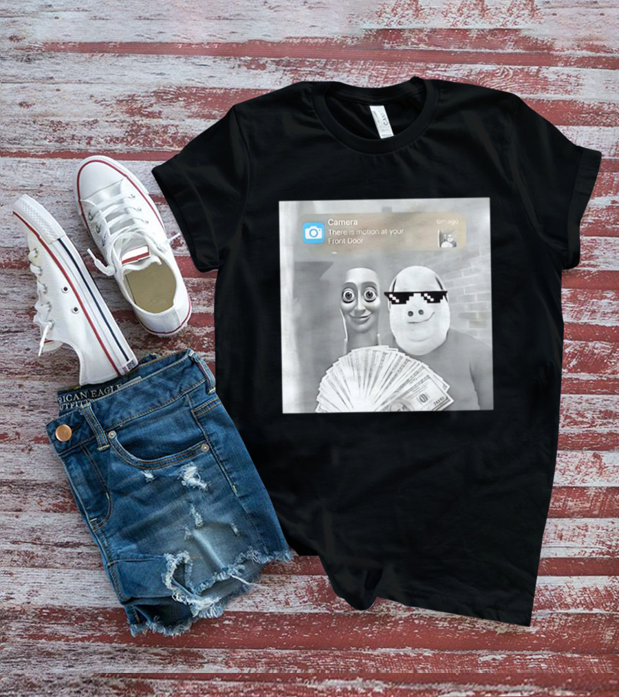 Tung Tung Sahur John Pork Meme With Motion Alert And Money Stack T-Shirt