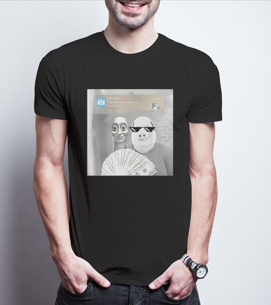 Tung Tung Sahur John Pork Meme With Motion Alert And Money Stack T-Shirt