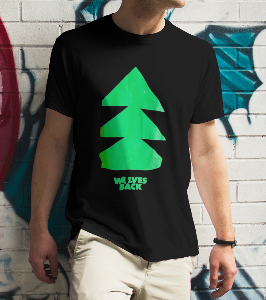 Wolves Back Tree Green Triangular Shapes T-Shirt