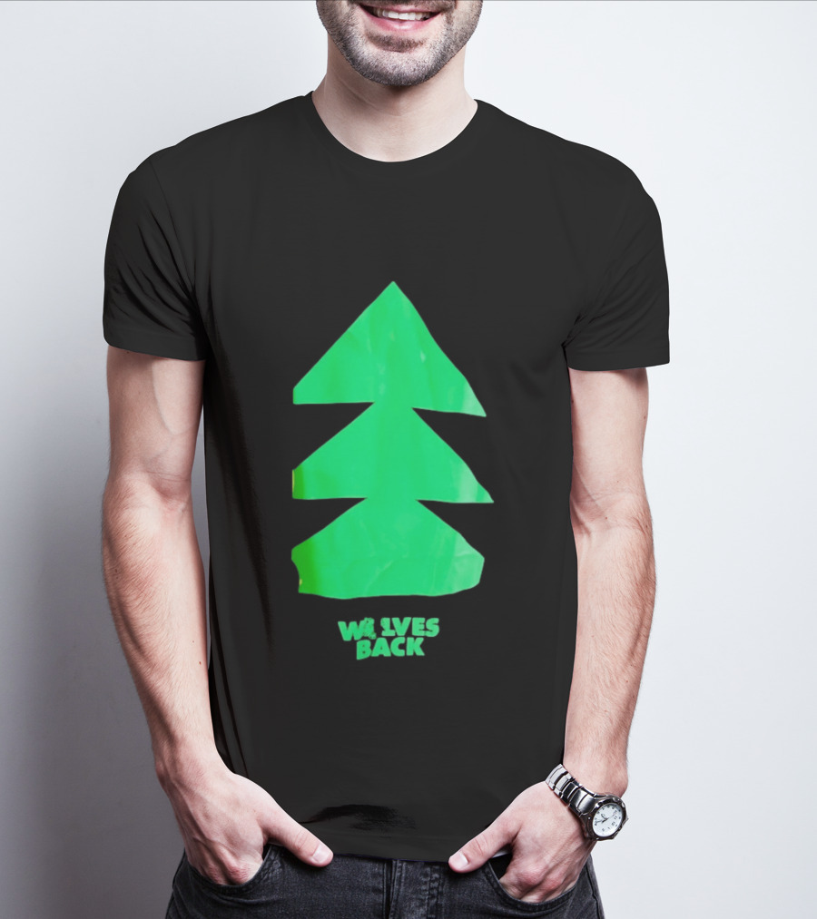 Wolves Back Tree Green Triangular Shapes T-Shirt