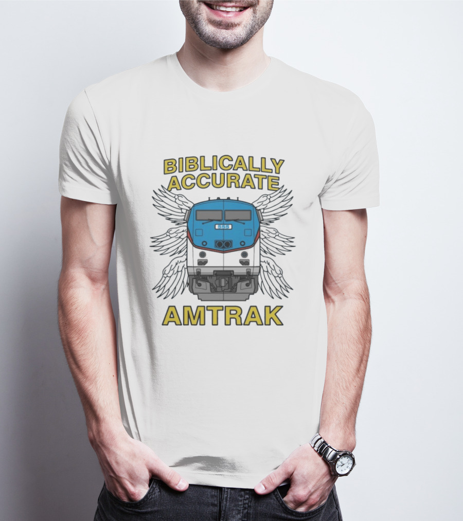 Biblically Accurate Amtrak Winged Train T-Shirt