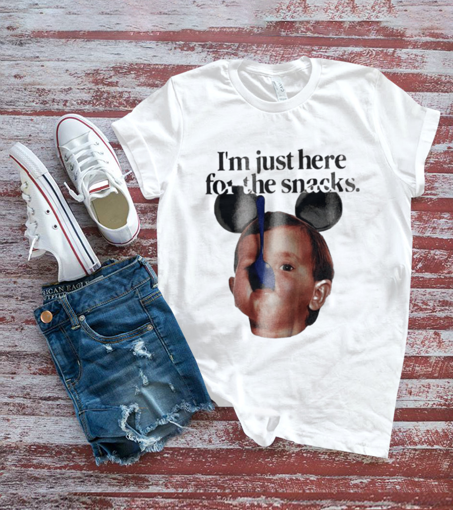 I'm Just Here For The Snacks Mickey Shaped Ears Spoon Face T-Shirt