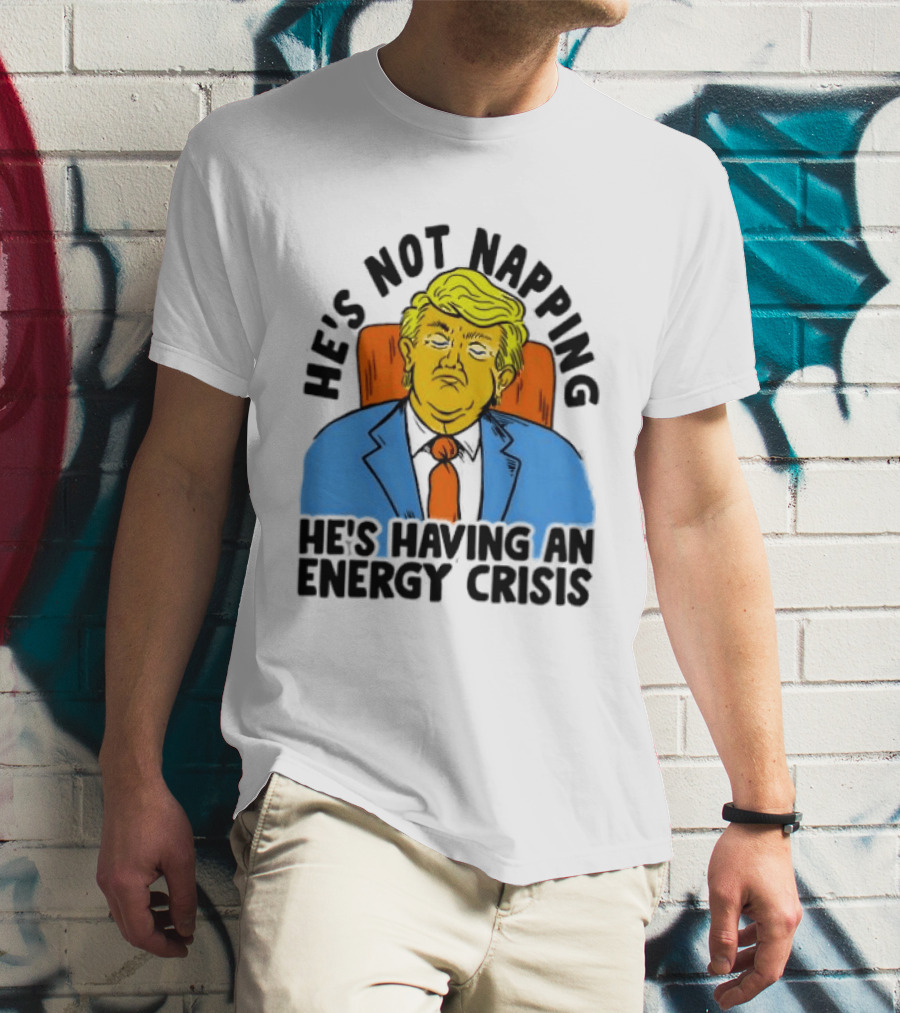 He's Not Napping He's Having An Energy Crisis Trump Sarcastic Boss Dog T-Shirt