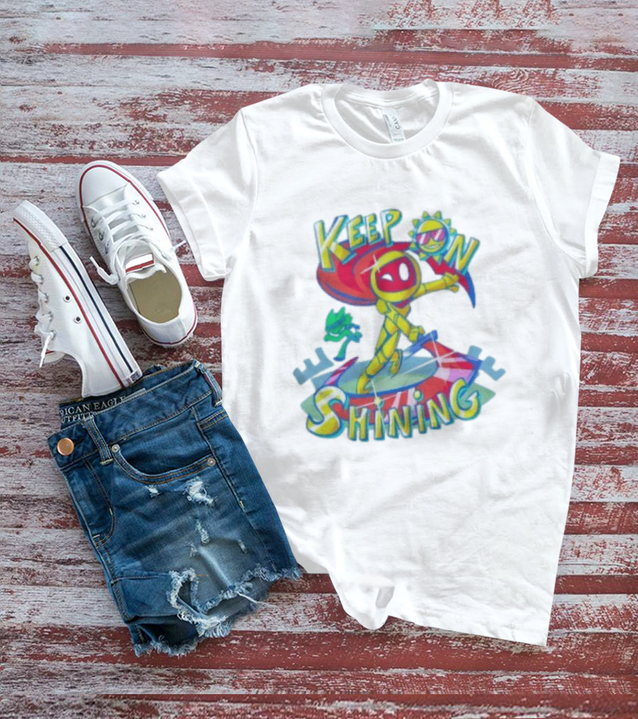 Keep On Shining With Colorful Mascot And Sunglasses Sun T-Shirt