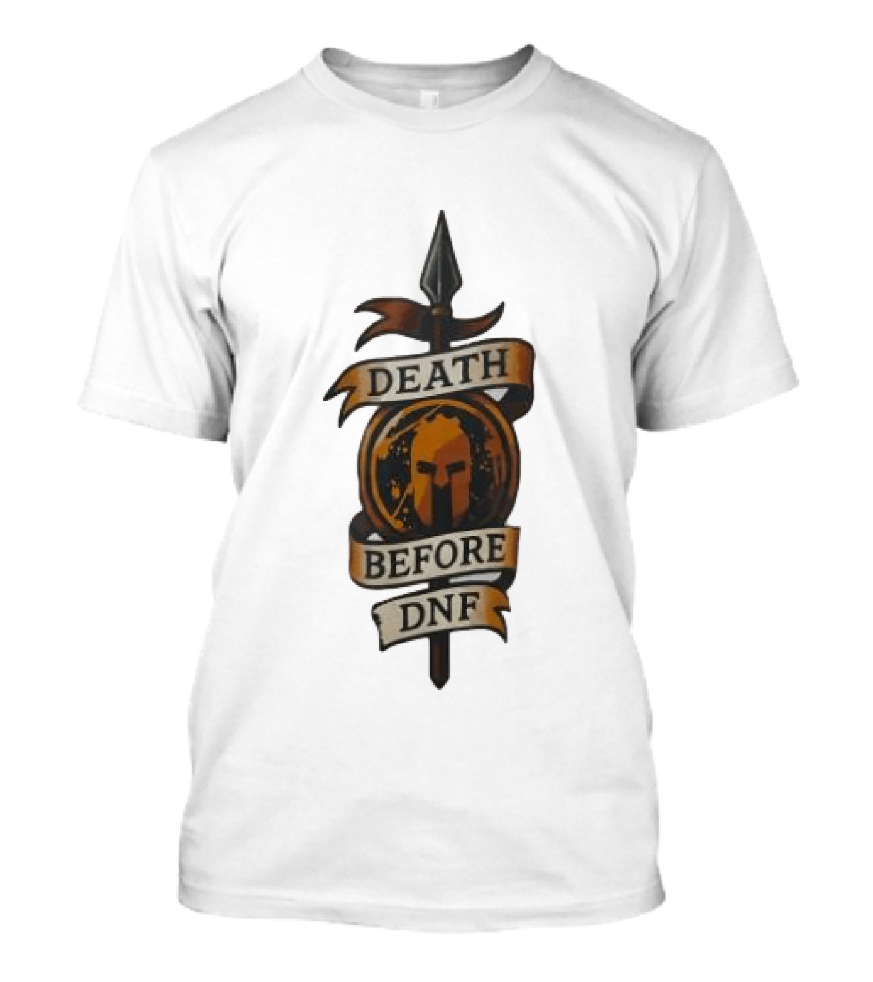 Death Before DNF Spartan Helmet Spear Banner T-Shirt
