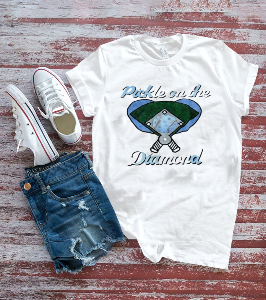 Pickle On The Diamond Baseball Field With Bats And Ball T-Shirt