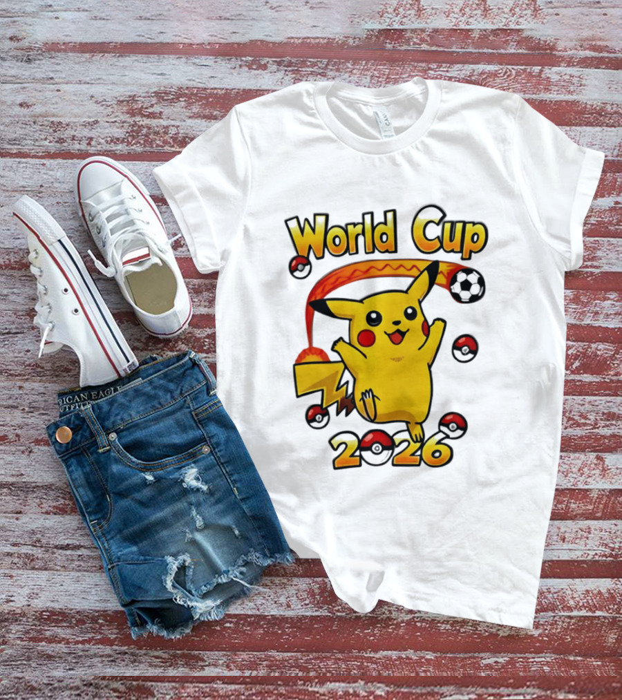 World Cup 2026 Pokémon Pikachu Soccer Poké Balls T-Shirt