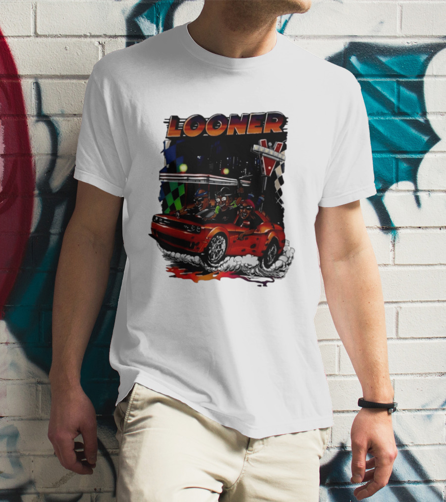 Looner Cartoon Car Race Adventure T-Shirt