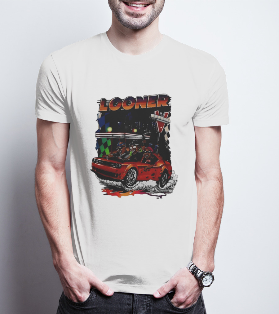 Looner Cartoon Car Race Adventure T-Shirt
