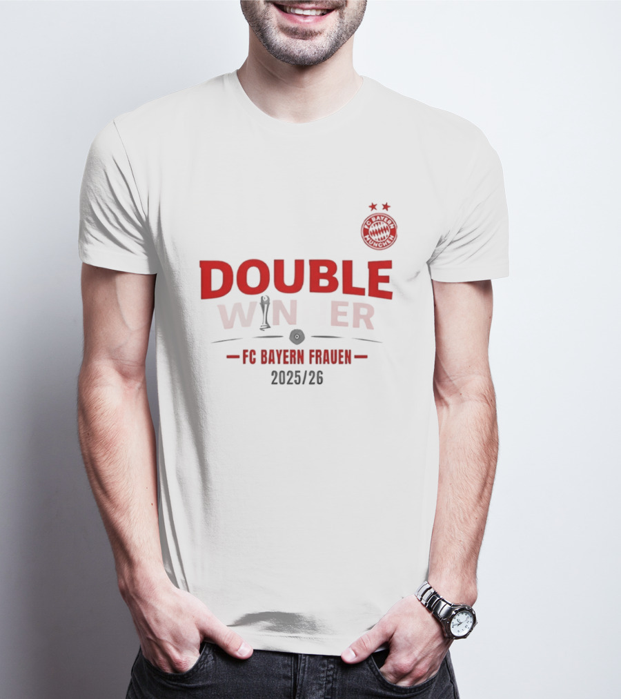 Double Winner FC Bayern Frauen 2025 2026 Championship Victory T-Shirt