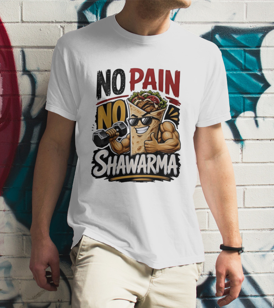 No Pain No Shawarma Workout Motivational Shawarma T-Shirt