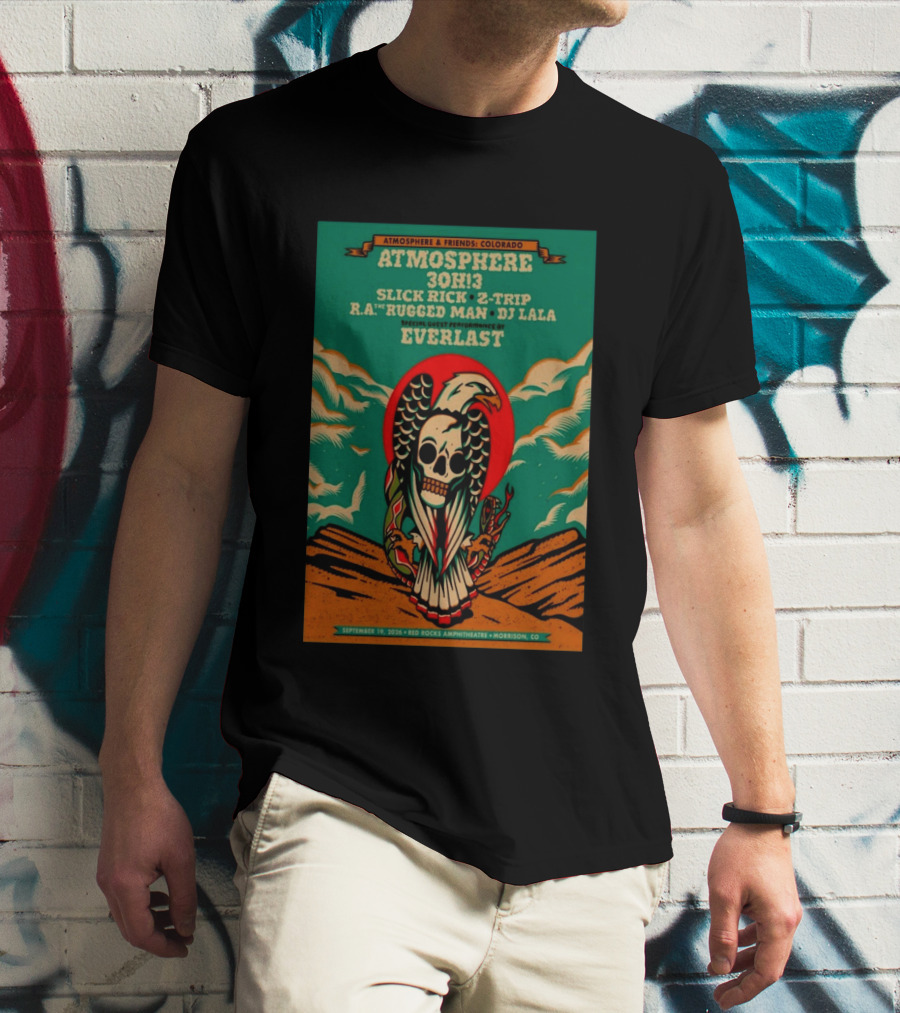 Atmosphere Friends Colorado Slick Rick Red Rocks September 19 2026 Morrison CO T-Shirt