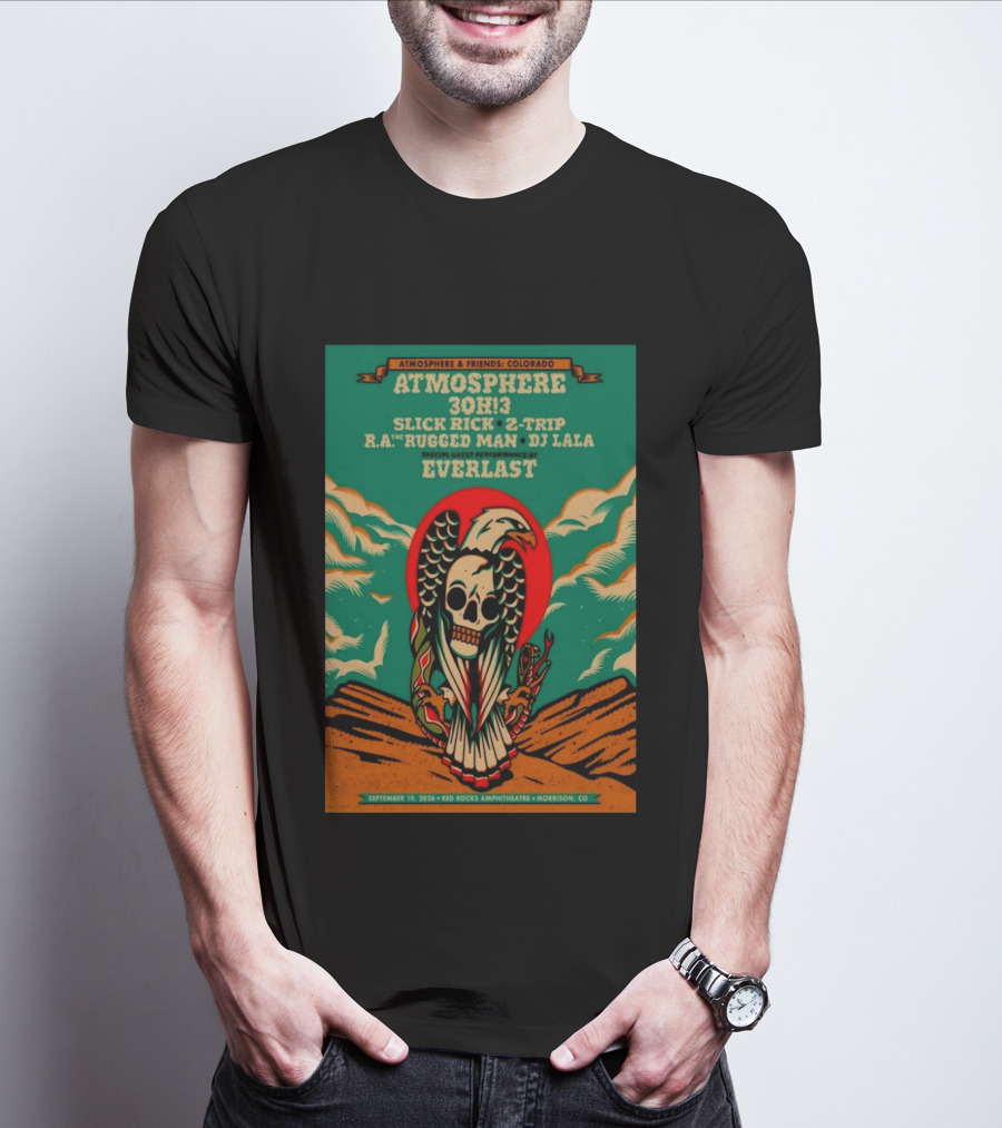 Atmosphere Friends Colorado Slick Rick Red Rocks September 19 2026 Morrison CO T-Shirt