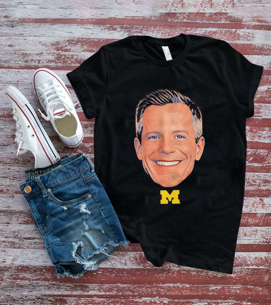 Dusty May Big Face Michigan Wolverines M Yellow T-Shirt