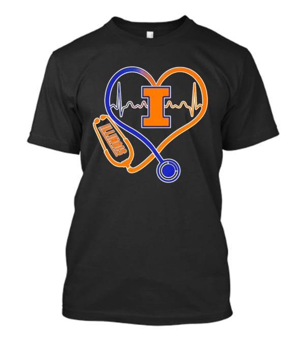 Illinois Fighting Illini Heartbeat I Nurse Stethoscope Love T-Shirt