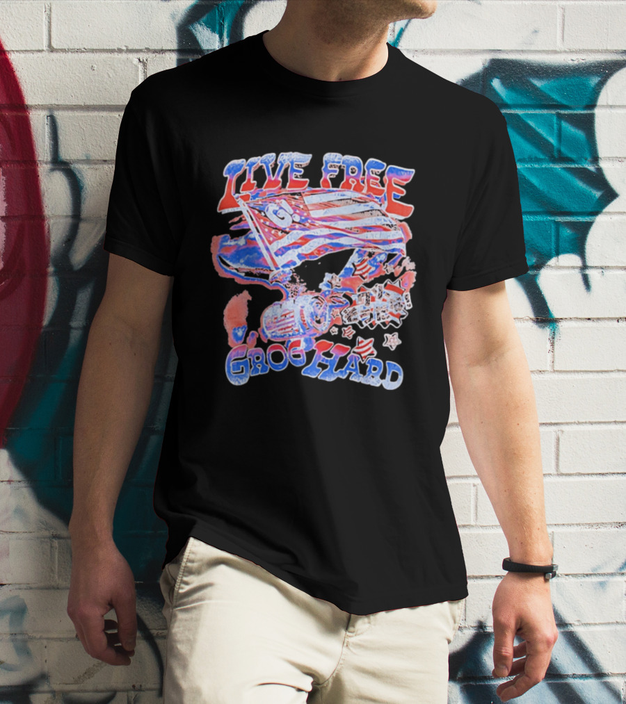 Live Free Grog Hard 2026 Grog Tour American Flag Crocodile And Beer Barrel T-Shirt