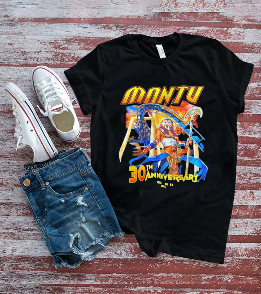 Montu 30th Anniversary Busch Gardens Tampa 1996 2023 Roller Anubis Egyptian T-Shirt