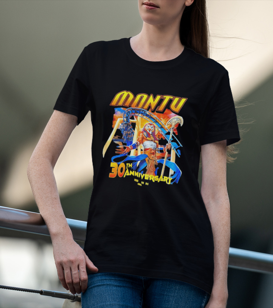 Montu 30th Anniversary Busch Gardens Tampa 1996 2023 Roller Anubis Egyptian T-Shirt