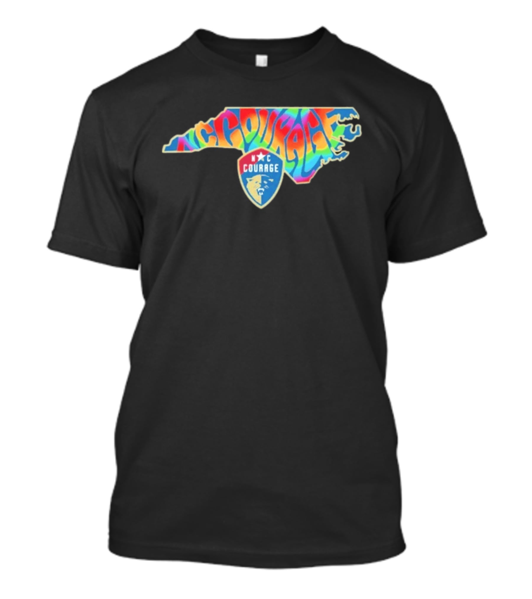 North Carolina Courage Pride State Rainbow Map T-Shirt