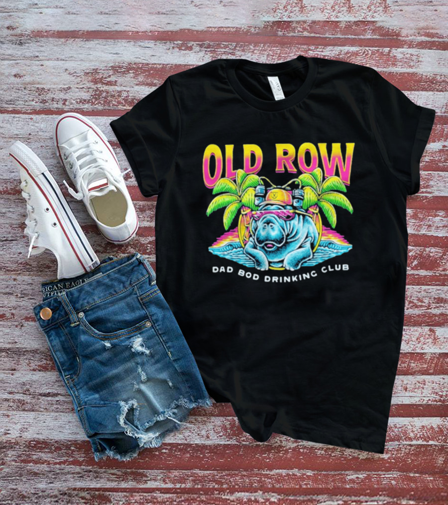 Old Row Dad Bod Drinking Club Manatee Tropical Palm Tree T-Shirt