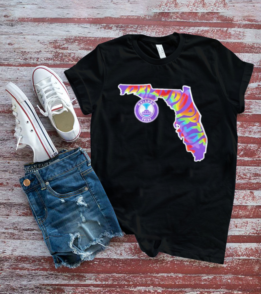 Orlando Pride Groovy Rainbow Florida Map T-Shirt
