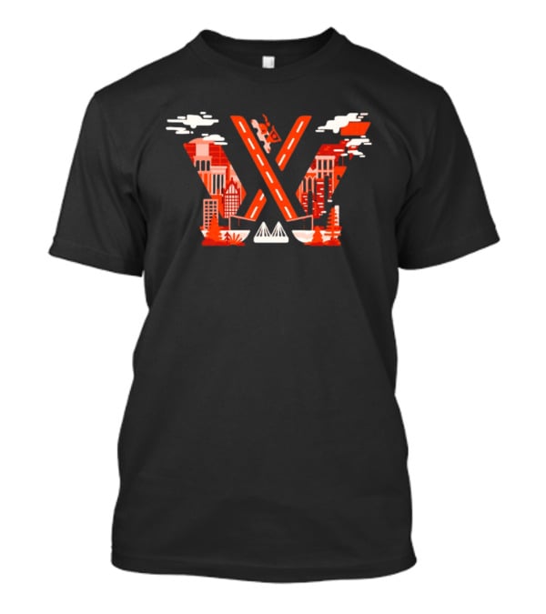 W Detroit City Architectural Landmarks Hockey Fusion T-Shirt