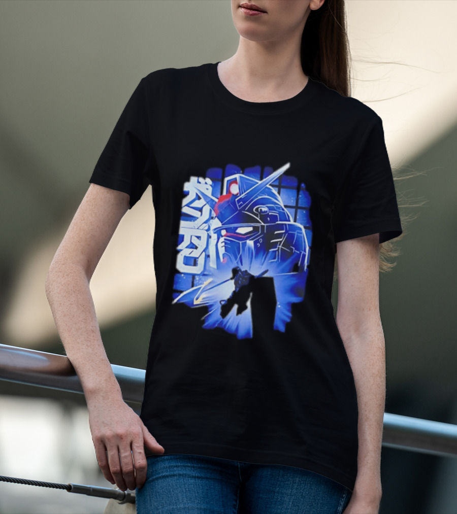 RX 78 2 Mobile Suit Gundam Fighter Neon Blue T-Shirt