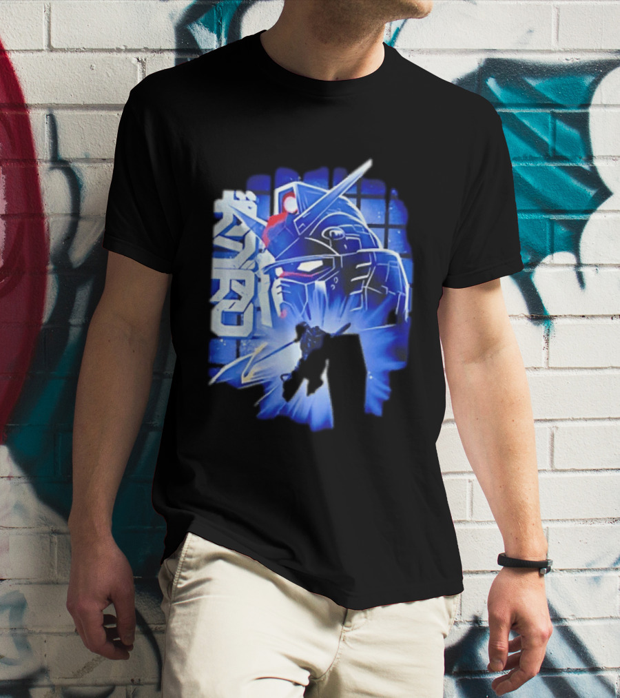 RX 78 2 Mobile Suit Gundam Fighter Neon Blue T-Shirt