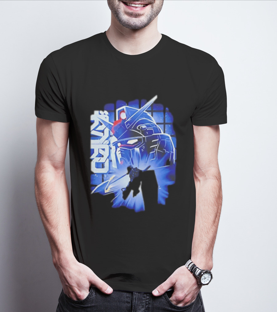 RX 78 2 Mobile Suit Gundam Fighter Neon Blue T-Shirt