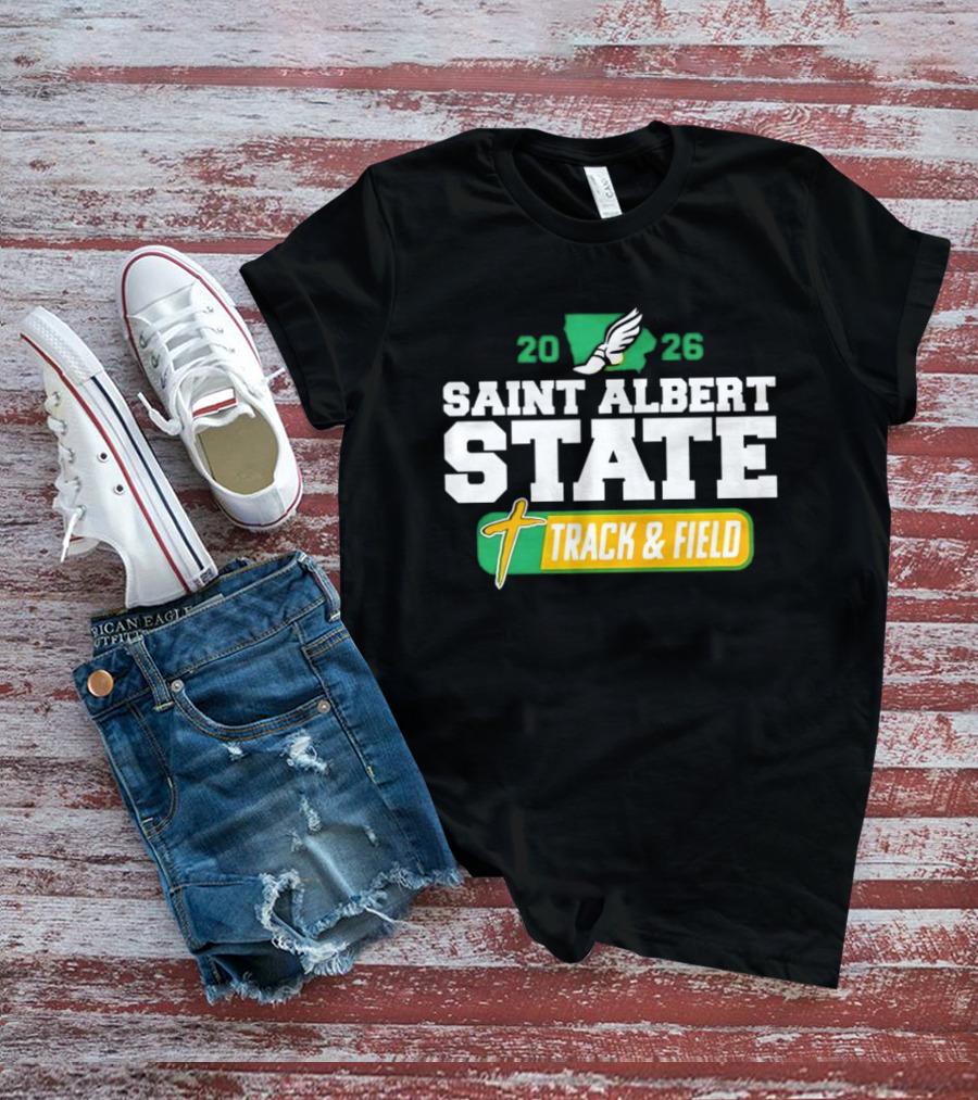 Saint Albert State 2026 Track & Field Winged Shoe T-Shirt