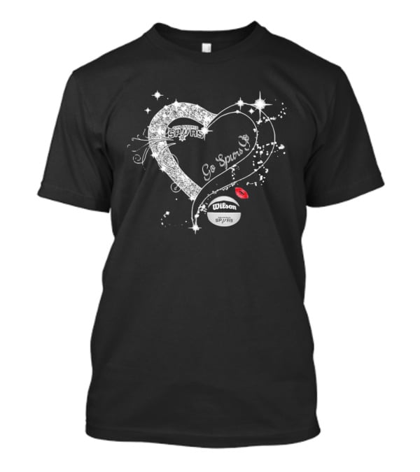 San Antonio Spurs Go Spurs Go Heart Wilson Basketball Sparkle Lips T-Shirt