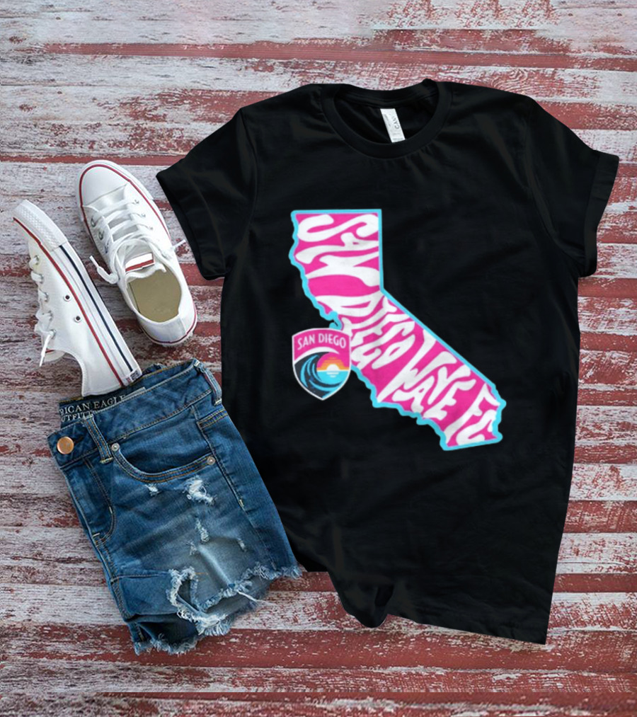 San Diego Wave FC Groovy California Pink State T-Shirt