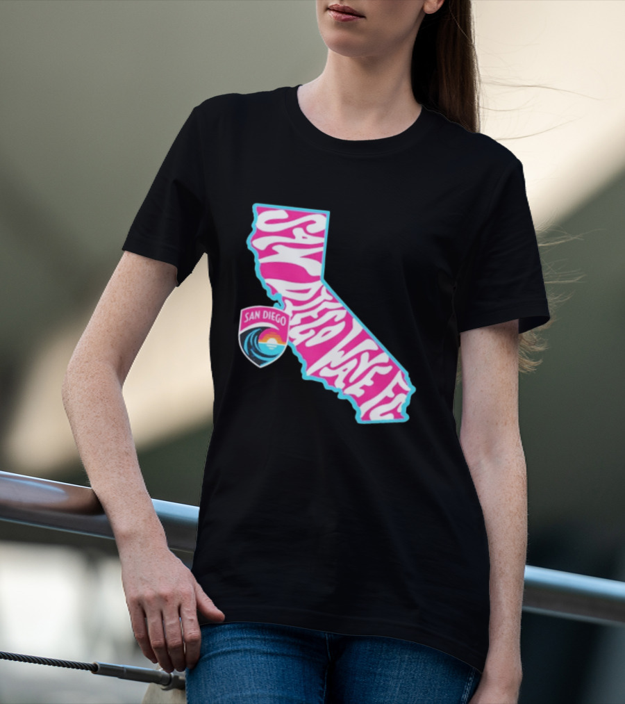 San Diego Wave FC Groovy California Pink State T-Shirt