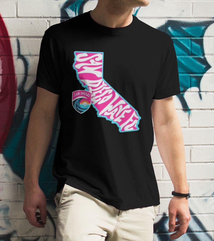 San Diego Wave FC Groovy California Pink State T-Shirt