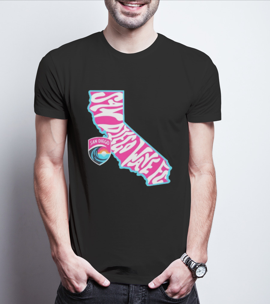 San Diego Wave FC Groovy California Pink State T-Shirt