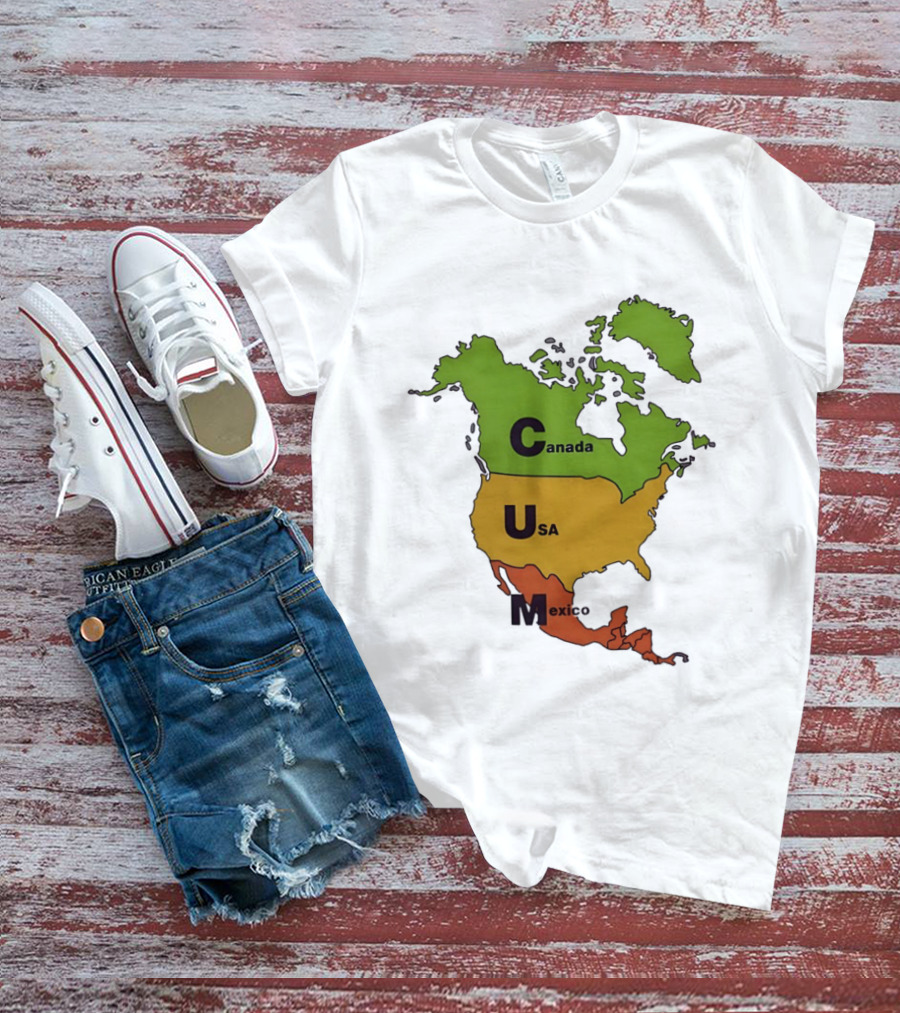 Canada USA Mexico Map CUM Bold Letters T-Shirt