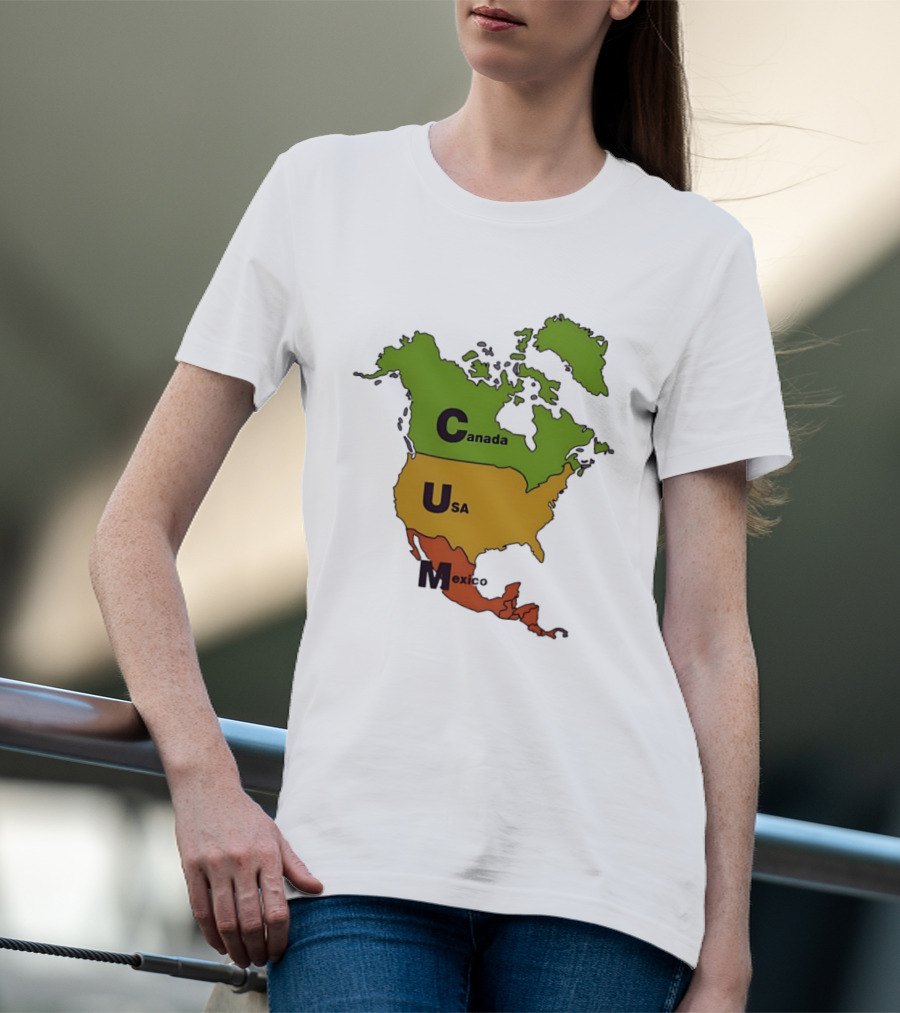 Canada USA Mexico Map CUM Bold Letters T-Shirt